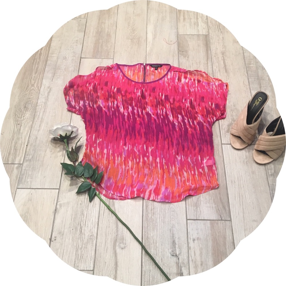 Express Pink and Purple Tie Dye Patterned Shirt